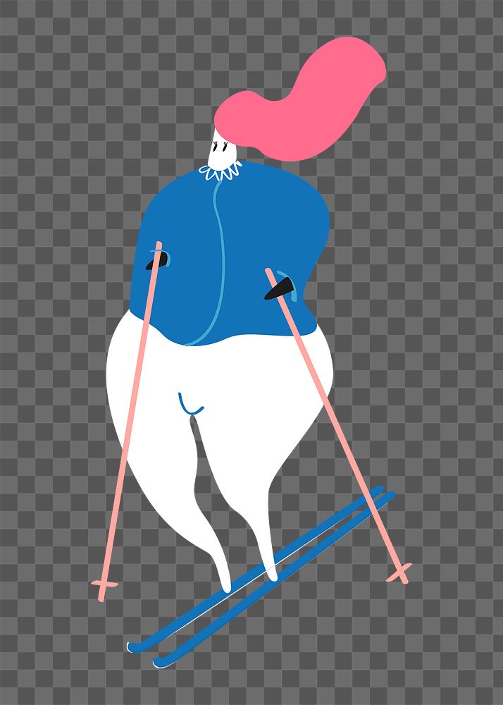 Female skier png sticker, winter sport, character illustration on transparent background