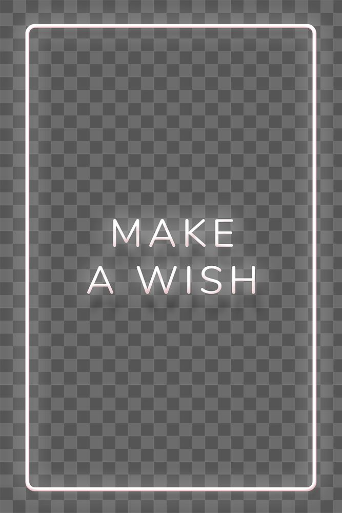 Glowing make a wish white neon typography design element