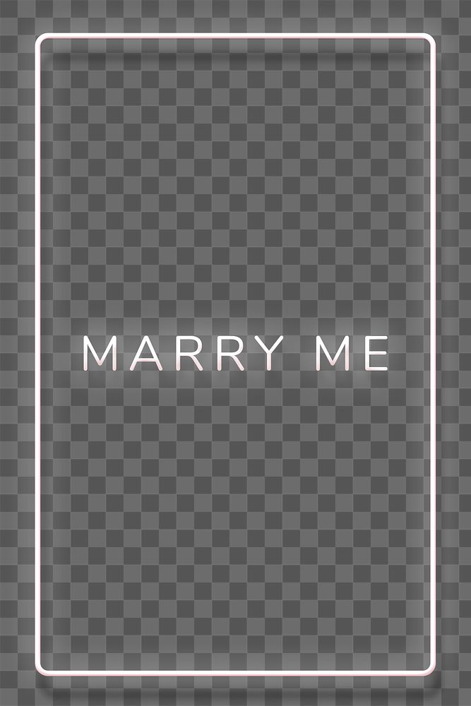Glowing Marry Me white neon typography design element