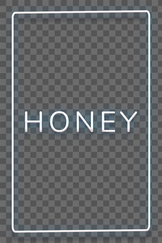 Honey neon blue text in frame design element