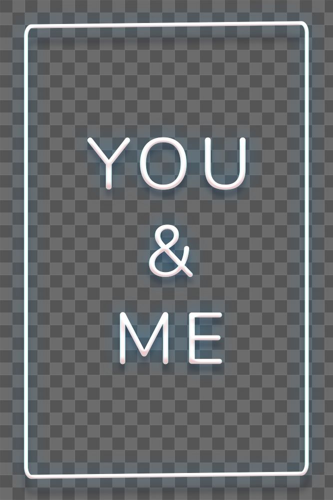 Glowing You&Me blue neon typography design element