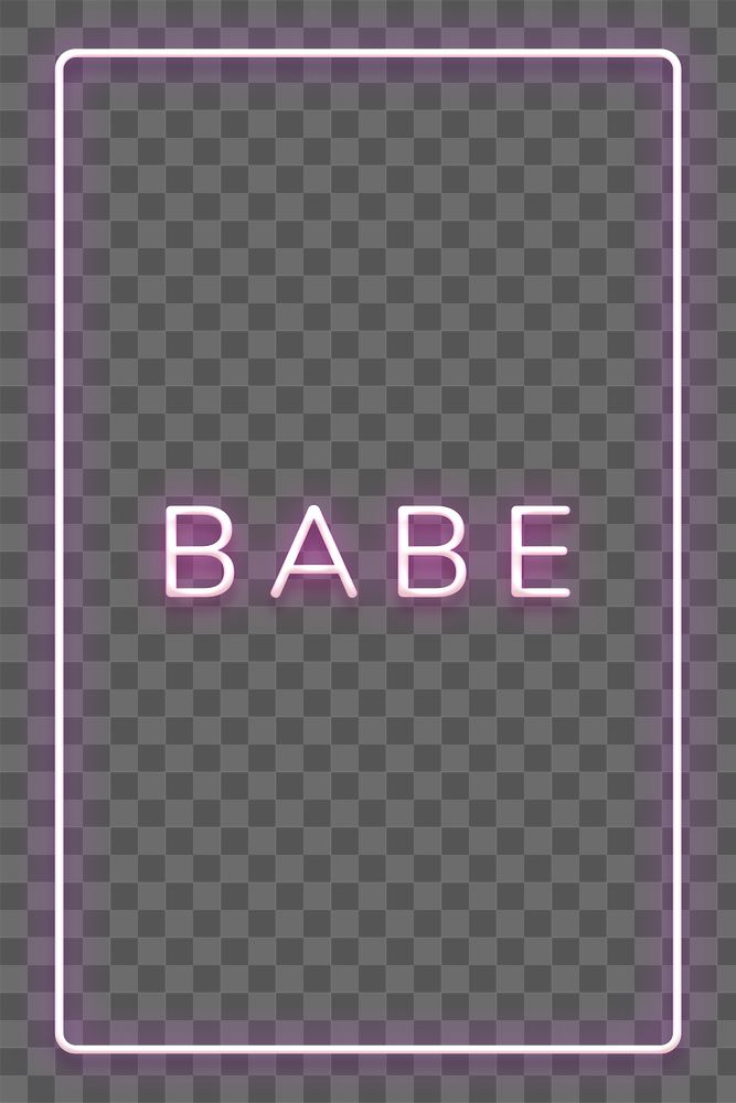 Glowing purple neon BABE typography design element