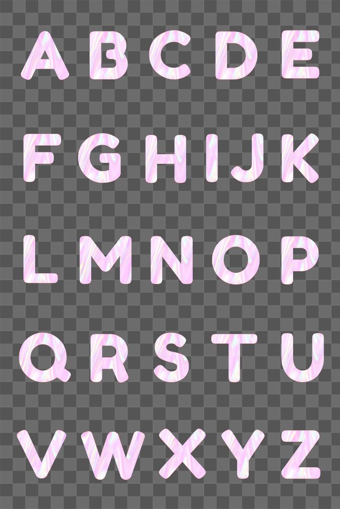 Holographic pastel pink png alphabet sticker set