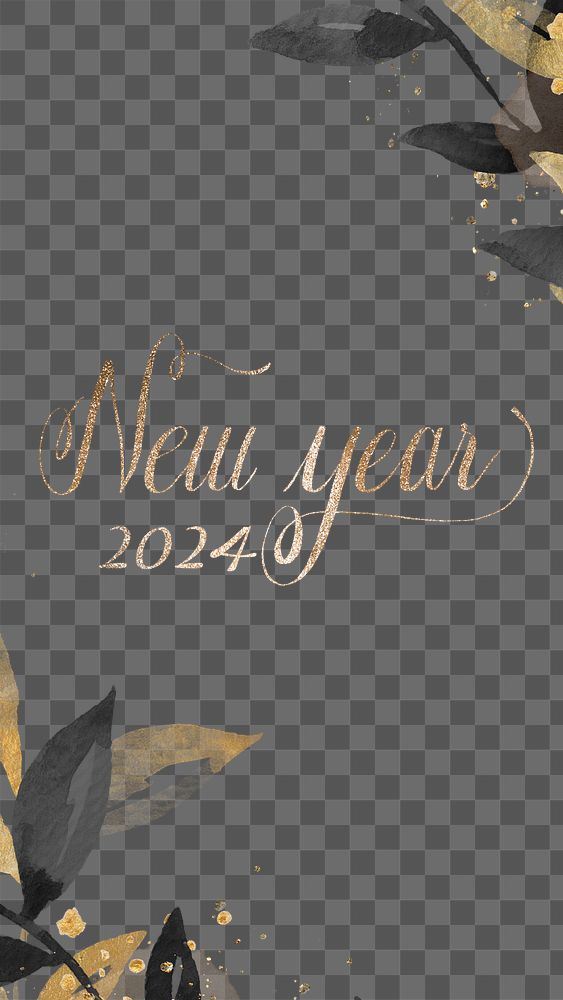 2024 png, gold new year text