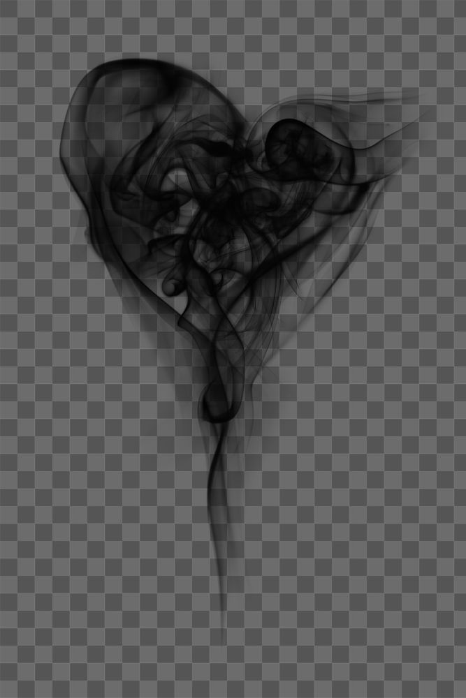 Png black smoke heart, transparent background