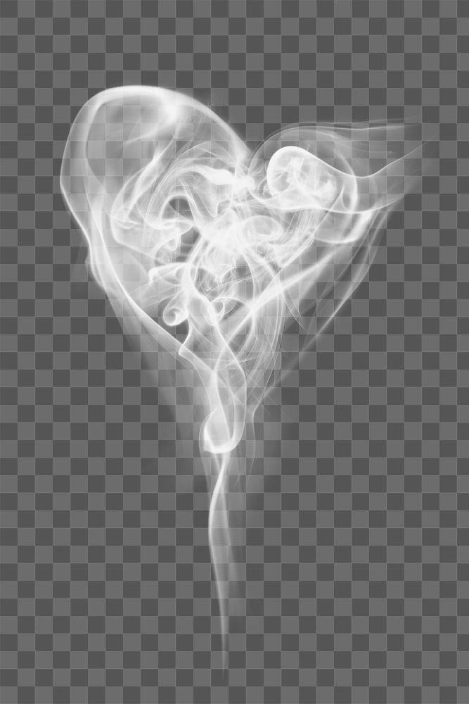 Heart png smoke textured element, in white