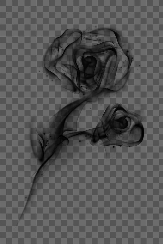 Rose png smoke element, textured abstract graphic in black