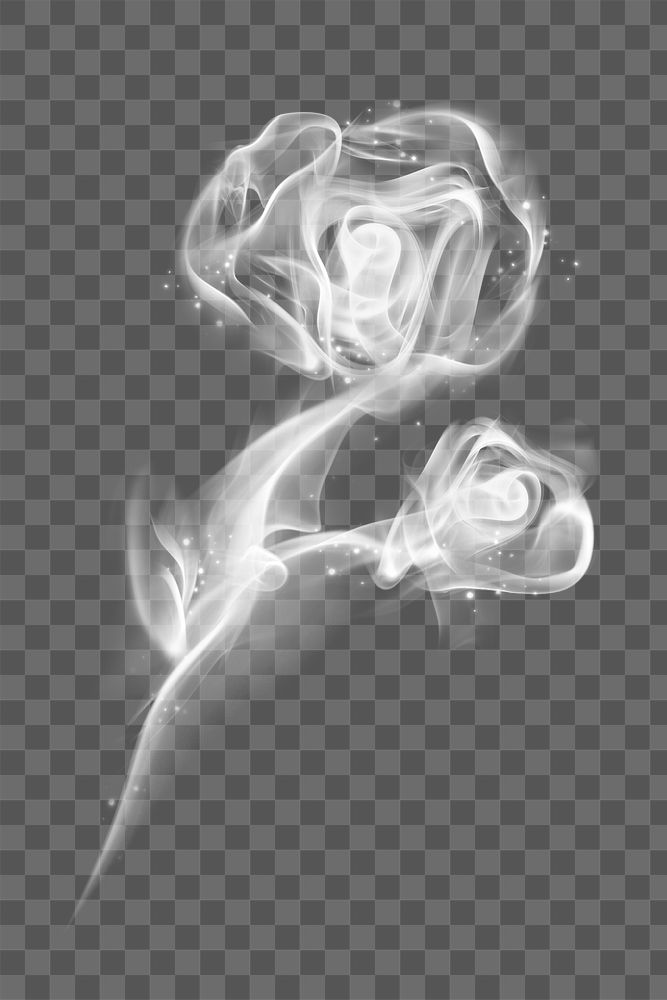 Rose png smoke element, textured abstract graphic in white