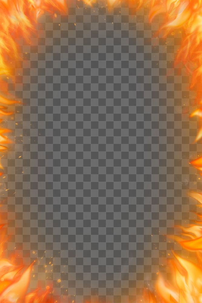 Flame png frame, orange realistic fire transparent image