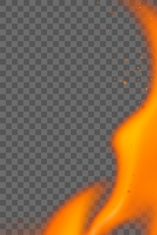 Flame png border, orange realistic fire transparent image