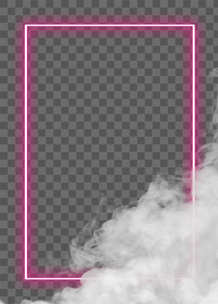 Pink neon frame on a smoke effect background design element