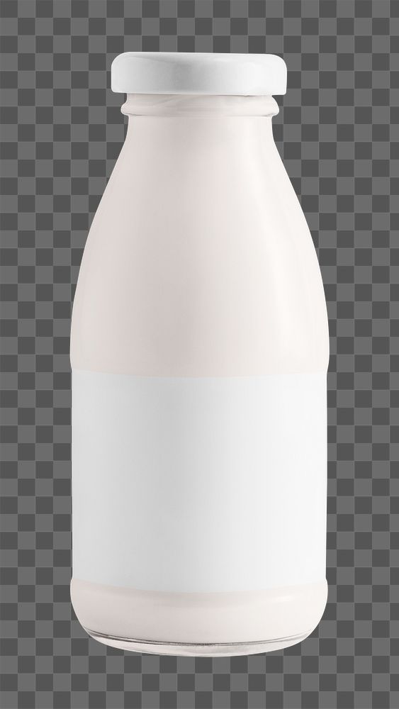 Glass bottle png, white label design with design space