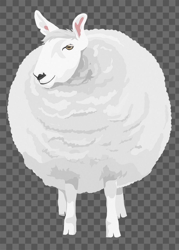 Sheep png wool, animal illustration clipart, digital sticker, transparent background