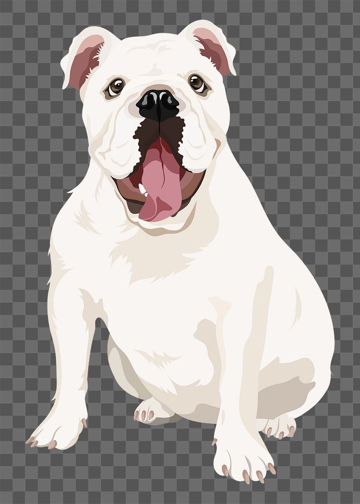 PNG white bulldog, dog illustration sticker, transparent background