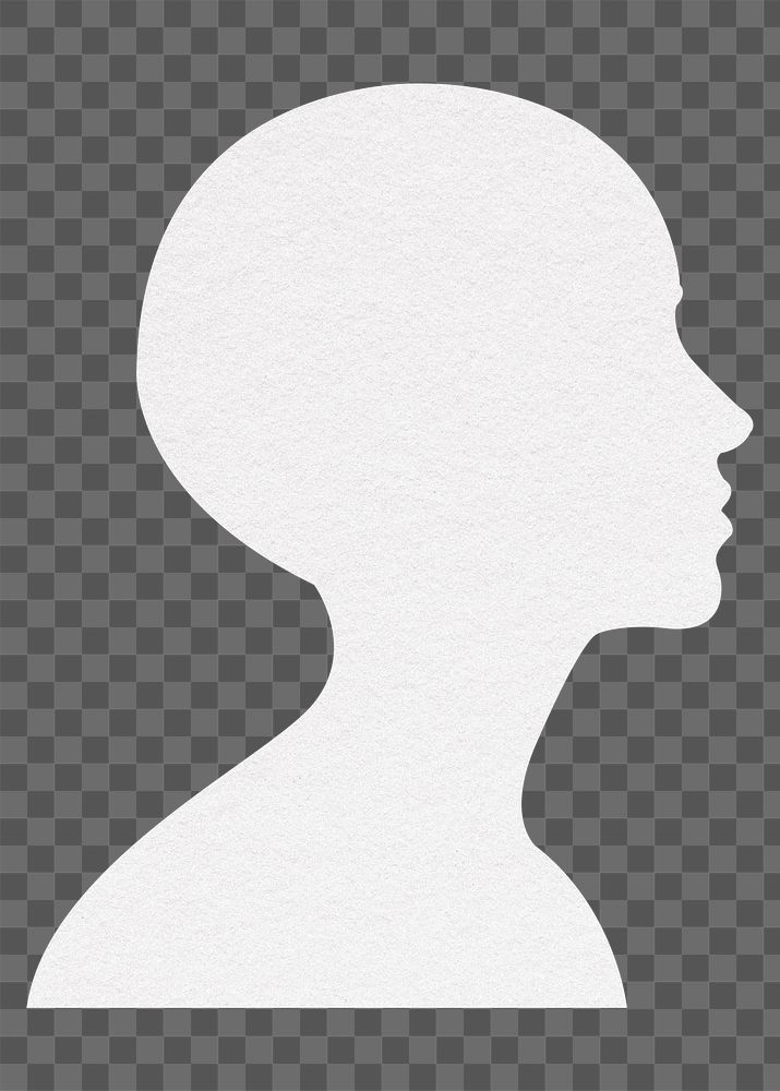 Png white silhouette head sticker, person transparent background