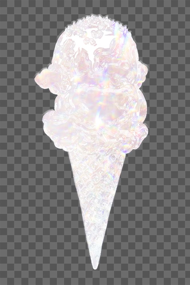 Silver holographic ice cream cone design element