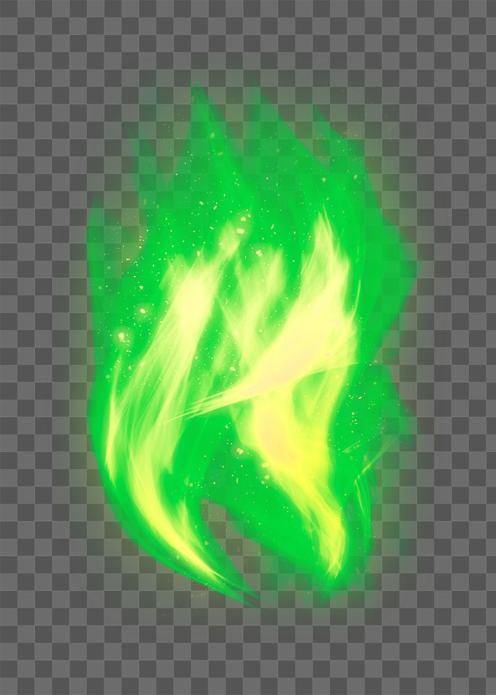 Png retro green fire flame graphic element
