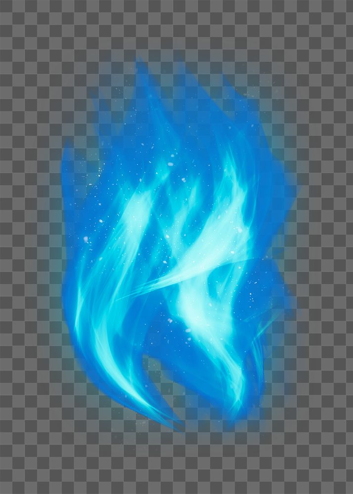 Png retro blue fire flame graphic element