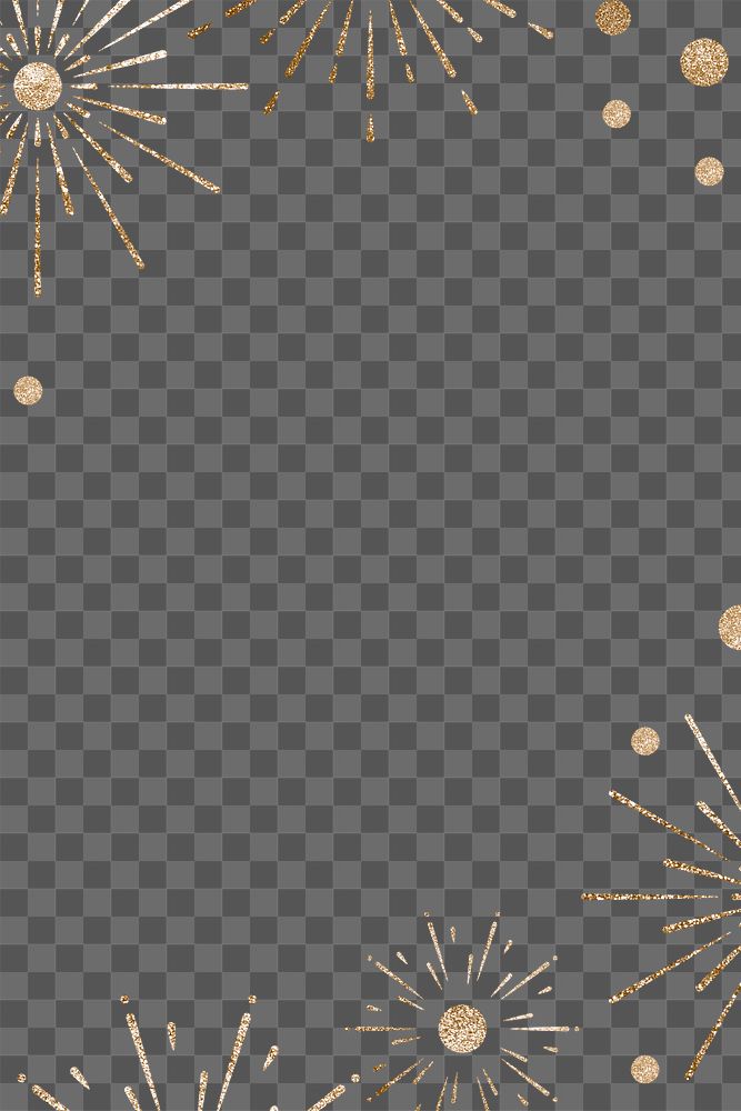 Glittery festive firework frame png transparent background