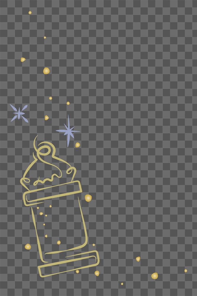 Png gold lantern border in doodle style