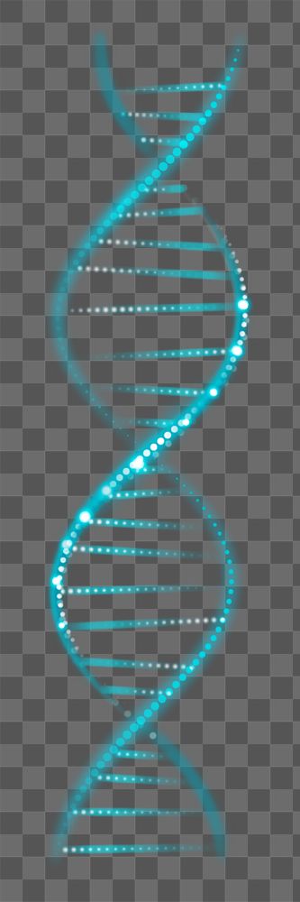 DNA genetic biotechnology science png blue neon graphic