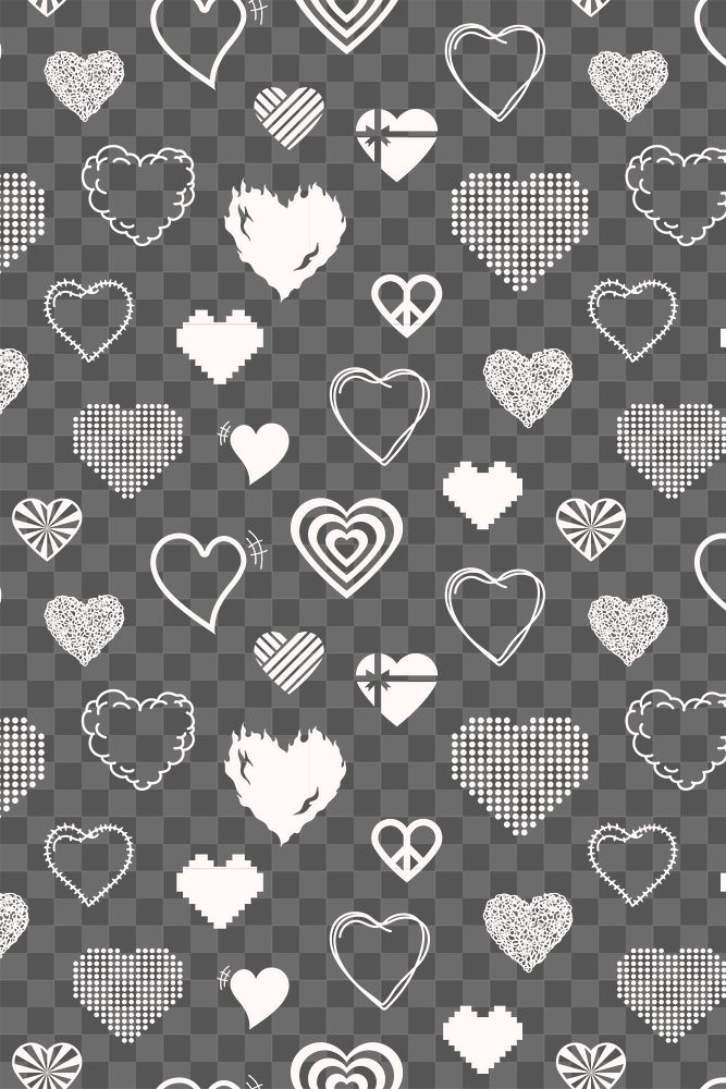 Heart pattern PNG transparent background, cute white design