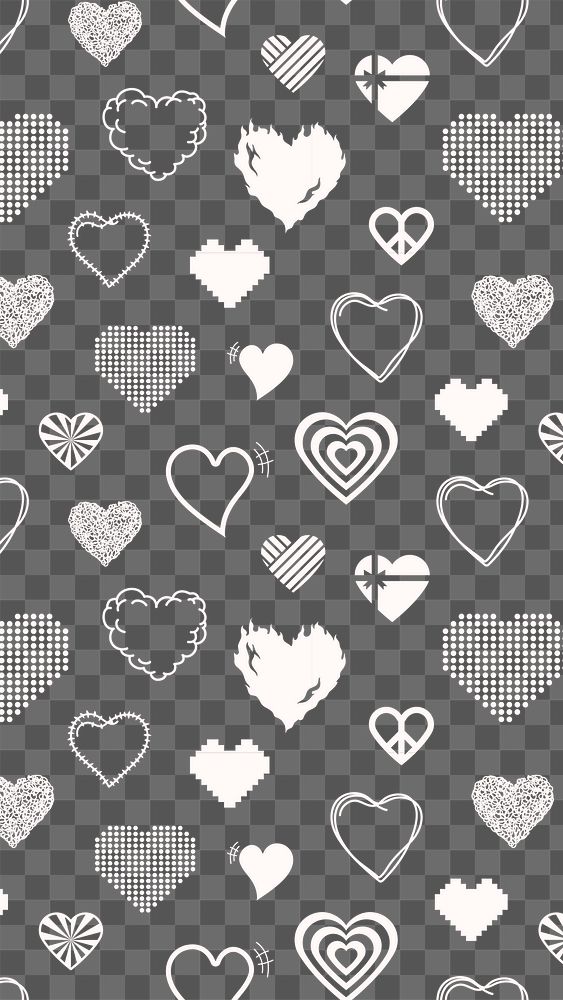 Heart pattern PNG transparent background, cute white design