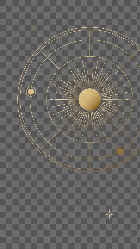 Celestial sun png background, gold aesthetic space illustration transparent design