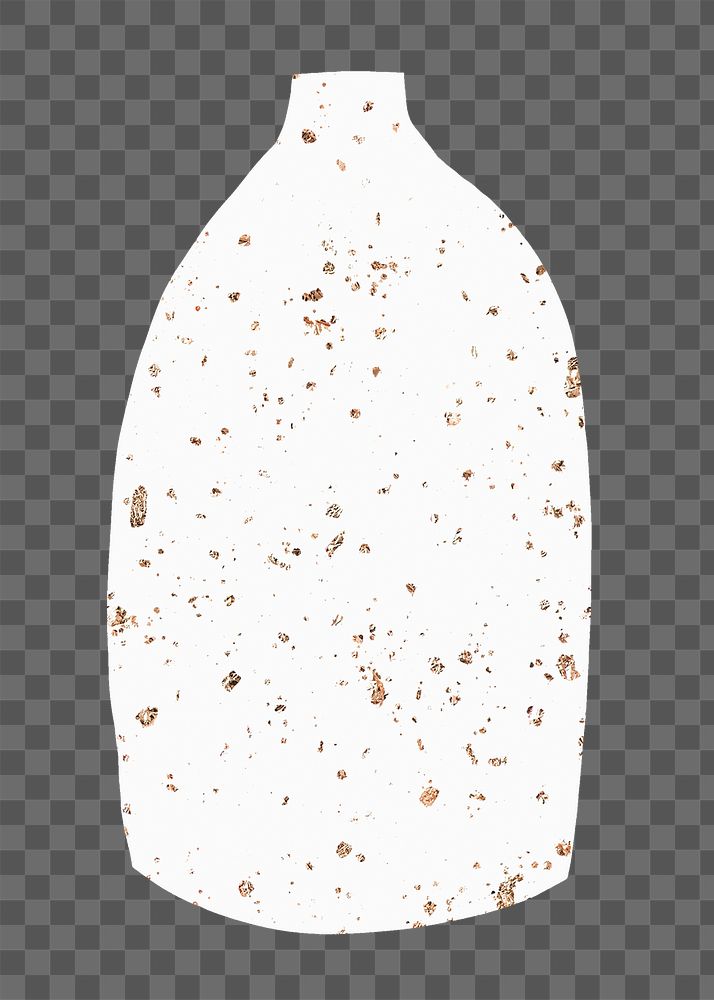 Terrazzo texture png vase clipart, white abstract pottery on transparent background