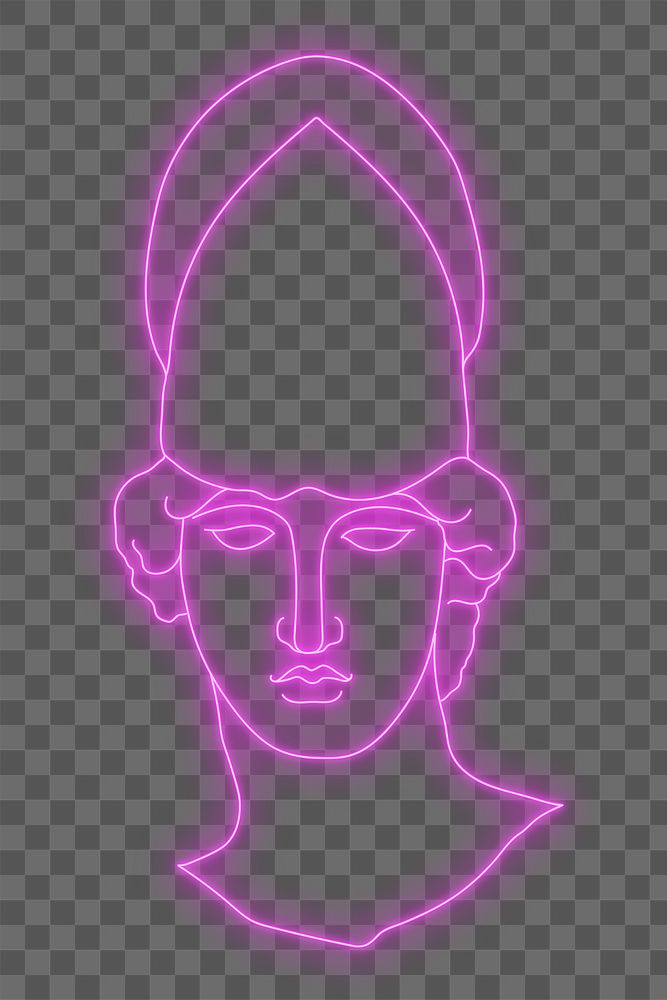 Greek God png sticker, Ares glowing neon line art drawing