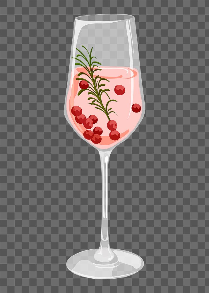 Cranberry rosemary prosecco png sticker, drink illustration design