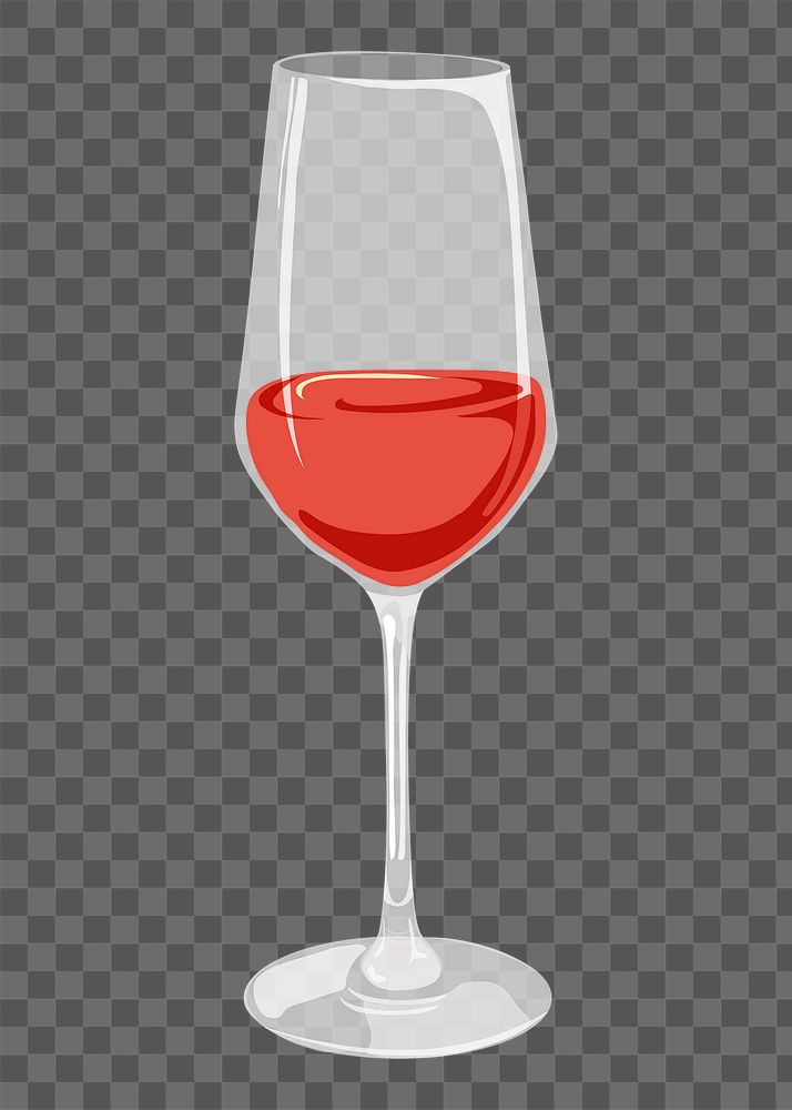 Red wine glass png sticker, drink illustration design