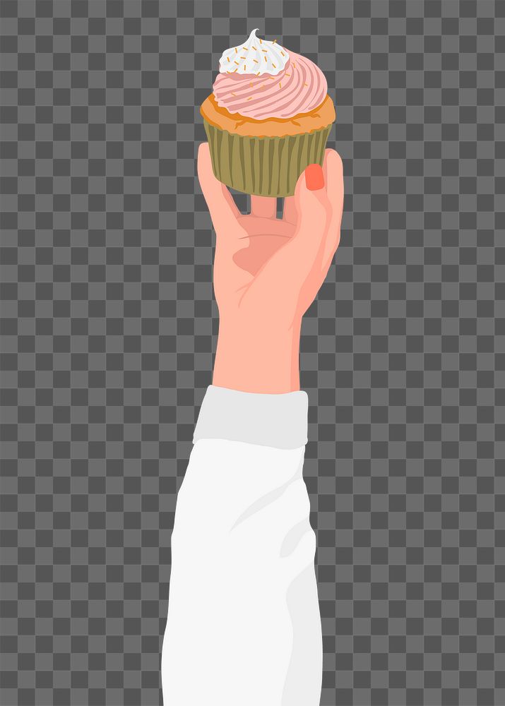 Cupcake png, food sticker, held by woman