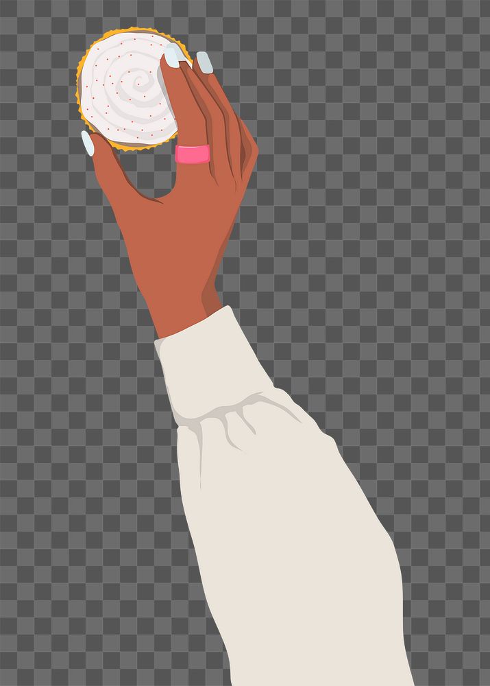 Cupcake png, food sticker, held by woman