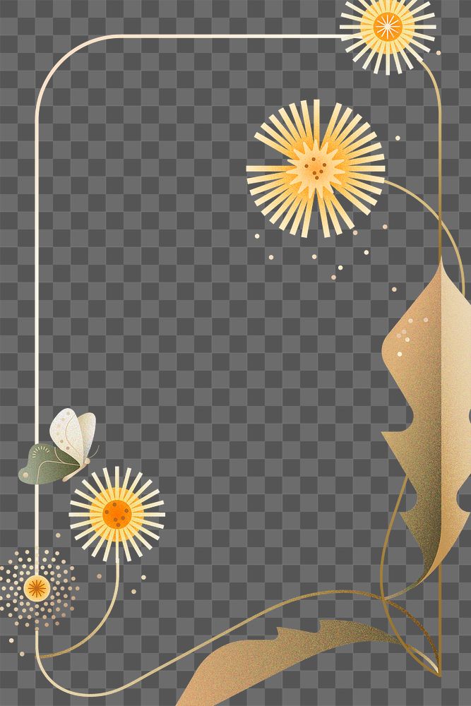 Dandelion frame png, aesthetic flower design sticker, transparent background