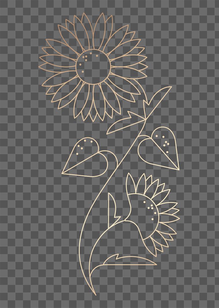 Sunflower png floral sticker, geometric design element
