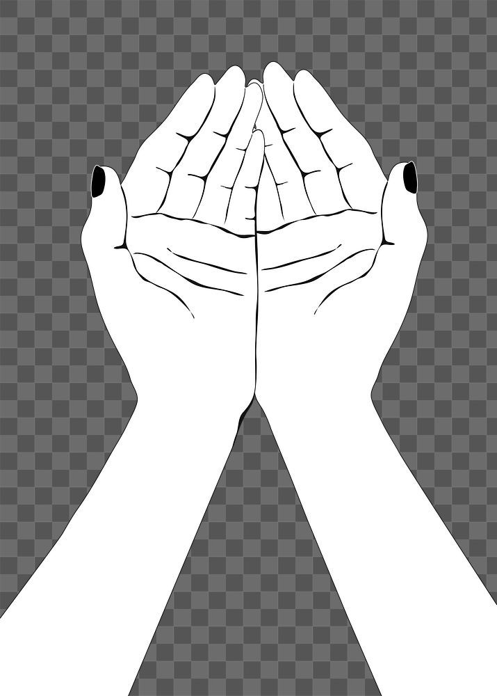 Cupped hands png sticker, transparent background