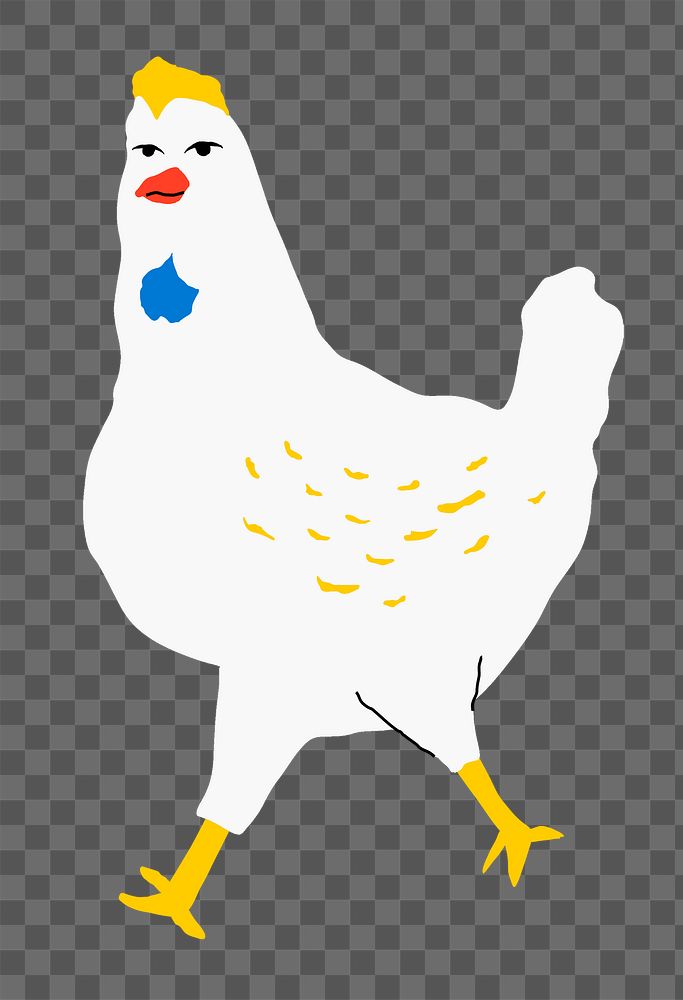 Sticker png white chicken walking illustration