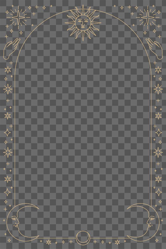 Png celestial icons frame transparent background in gold