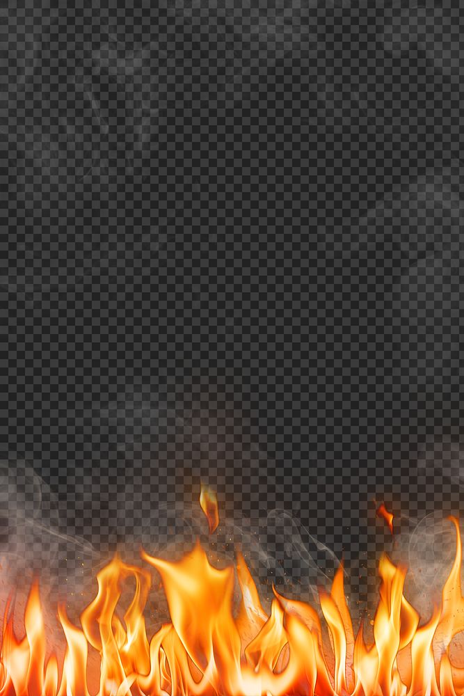 Flame png border, orange realistic fire transparent image