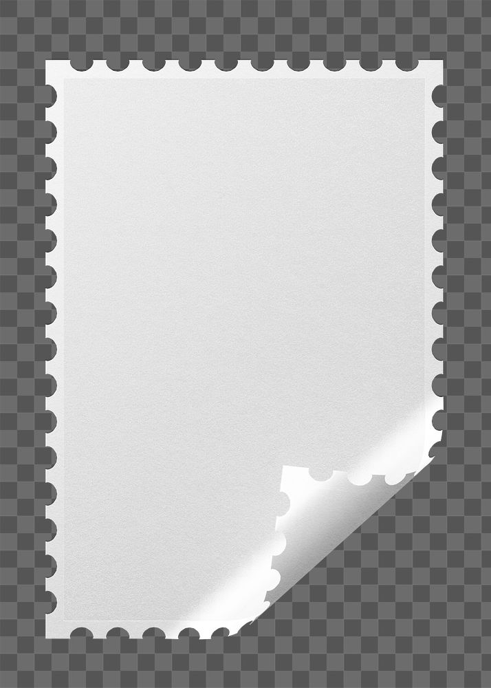 Stamp png, blank white sticker, isolated object transparent background