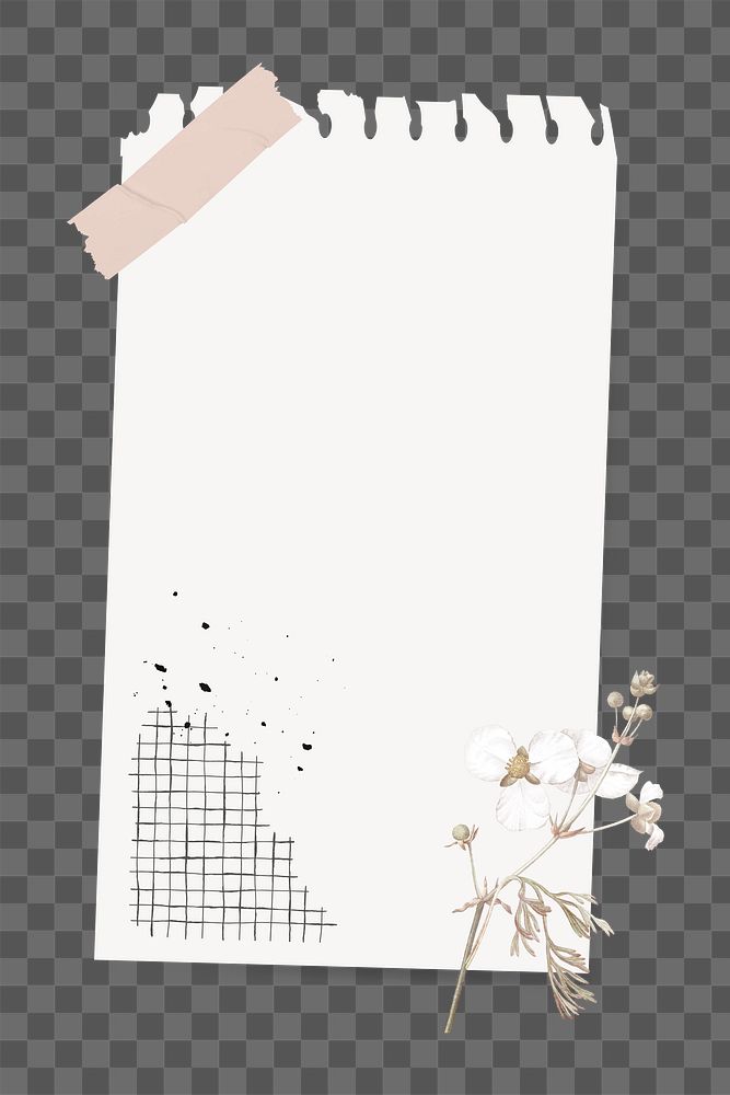 Digital note png paper note collage with flowers