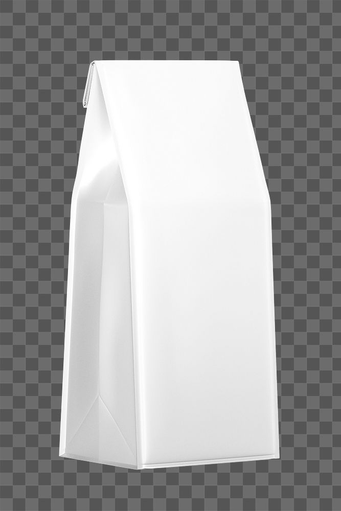 White png coffee bag on transparent background