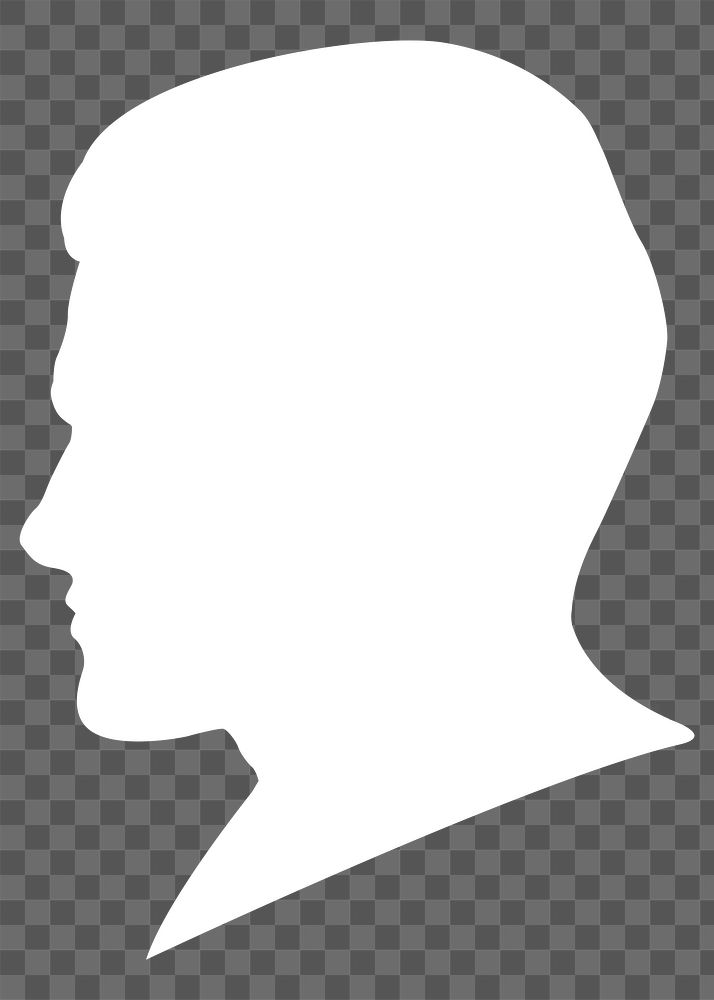 Man portrait png silhouette clipart, white collage element on transparent background