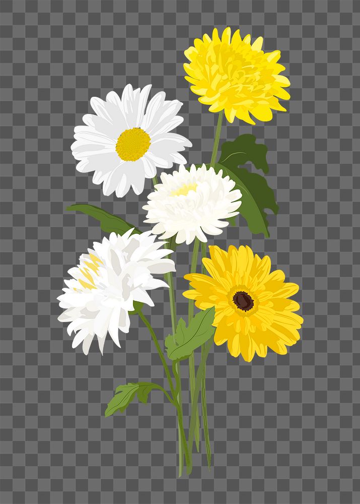 Daisy bouquet png sticker, white flowers on transparent background
