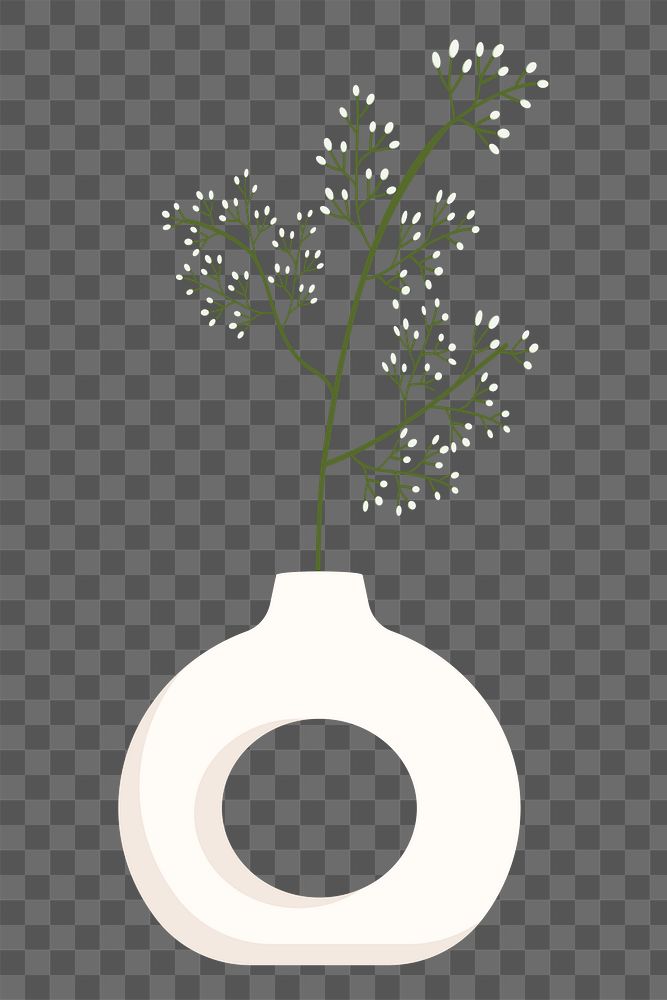 Modern vase png sticker, home decor illustration, transparent background