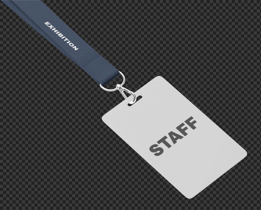 Lanyard ID badge mockup, gray 3D design 