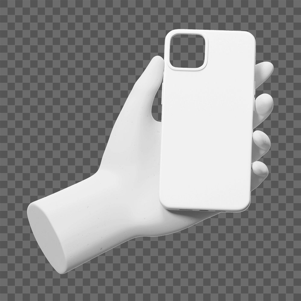 3D iPhone case mockup, white design