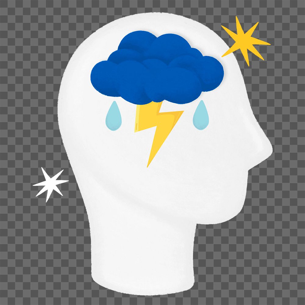 Depressed cloud head png, mental health remix, editable design