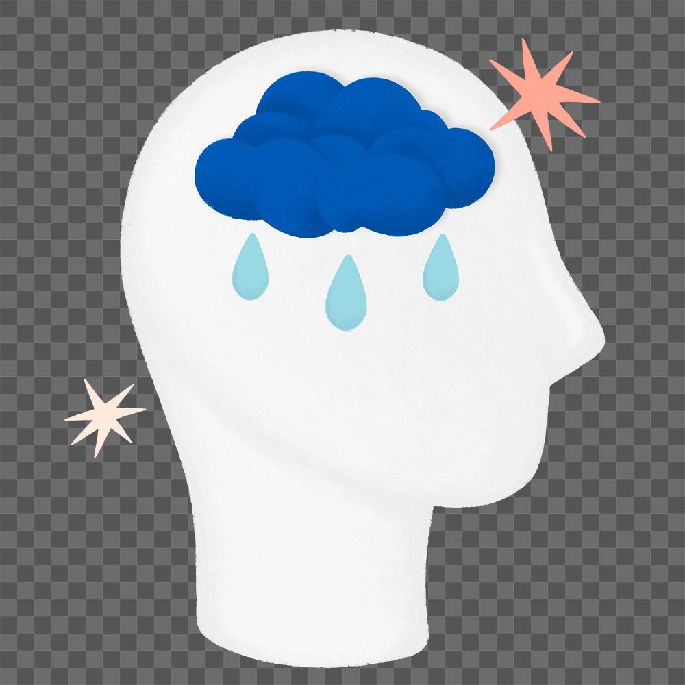 Depressed cloud head png, mental health remix, editable design